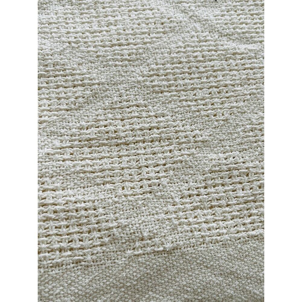 White Cotton Waffle Weave Blanket King USA WPL 1675 Vintage Diamond 25 Beacon ? - Picture 15 of 16